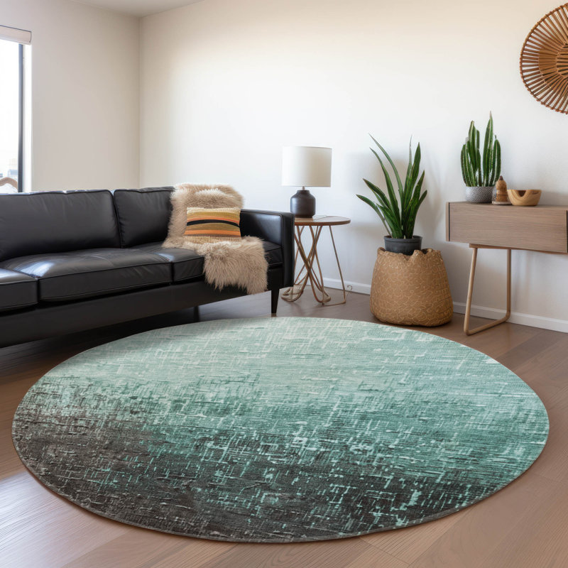 Premium Machine Washable Corum AMF1066 Ombre Rug, Round 8'
