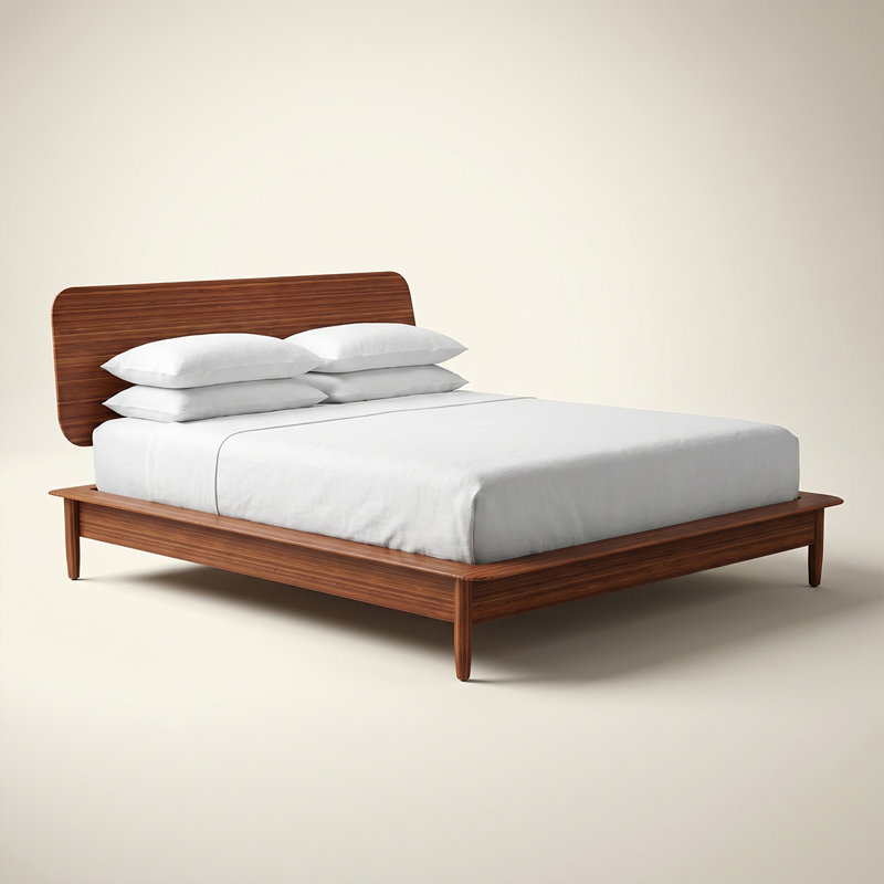 Simon Queen Platform Bed, Brown, Queen