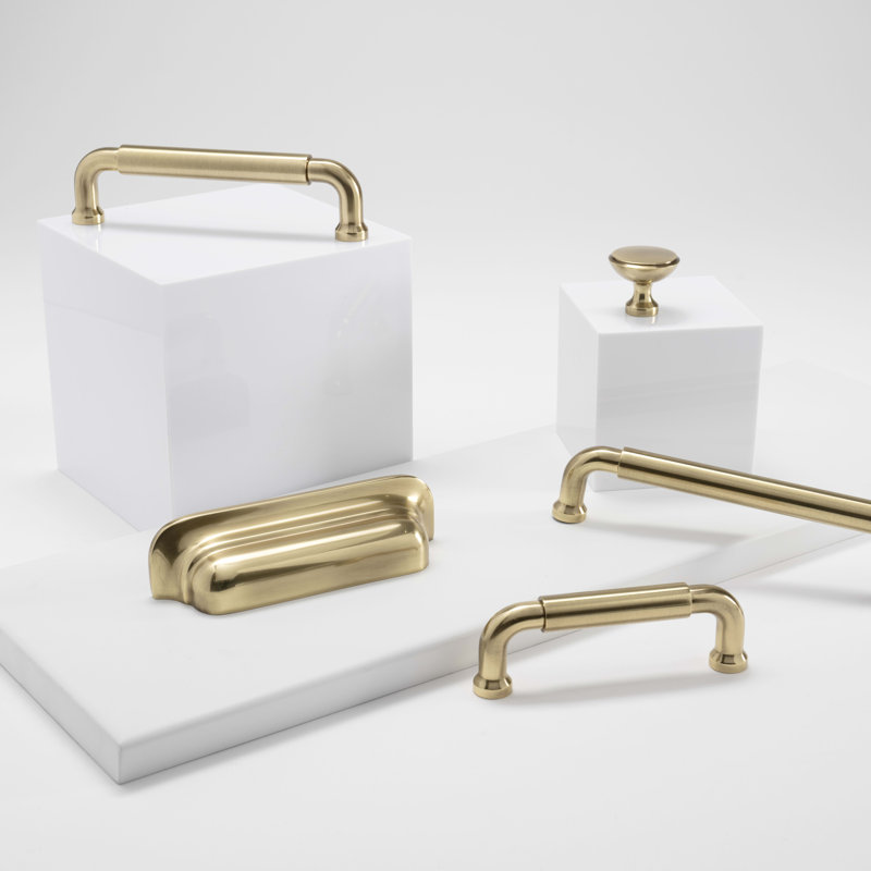 Edgewood Collection Cup Pull - Transitional Hardware for Drawers & Cabinets, Satin Brass, 6 5/16"