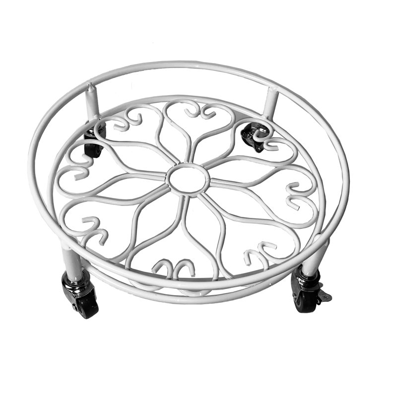 Plateau pour plante en métal Banush, Blanc, 14 po x 4,75 po