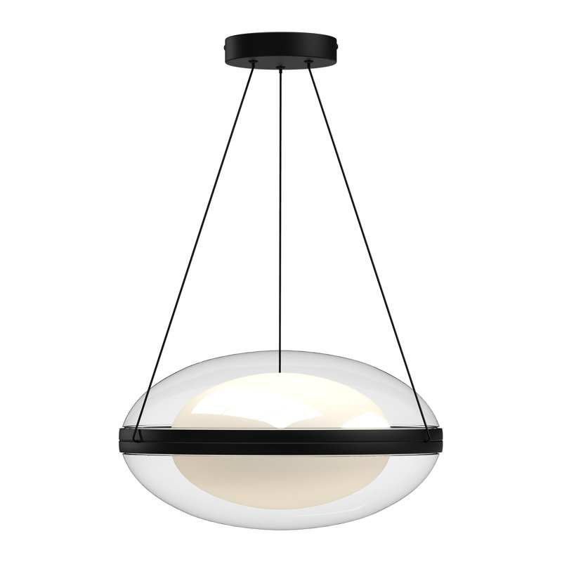 Luminaire suspendu géométrique 1 lumière DEL Virgo, Noir, H 9,25 po x l 16,13 po x P 16,13 po