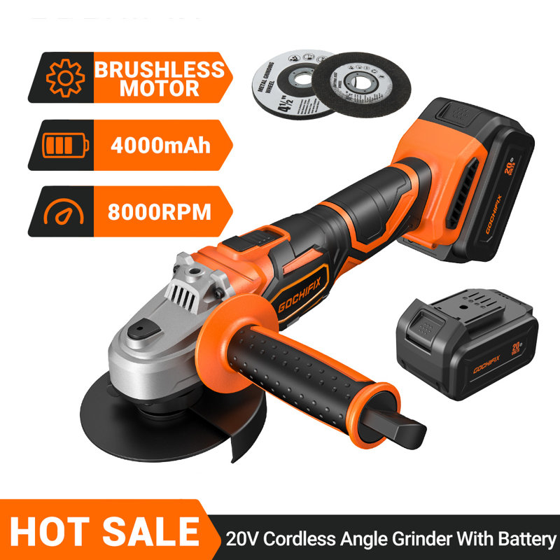 Cordless Brushless Angle Grinder Ergonomic Handle Dust-Proof Design with Grinding