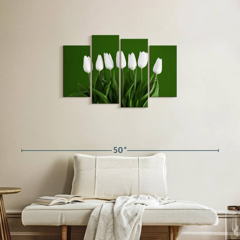 Tulipes blanches Harnek, H 22 po x l 36 po