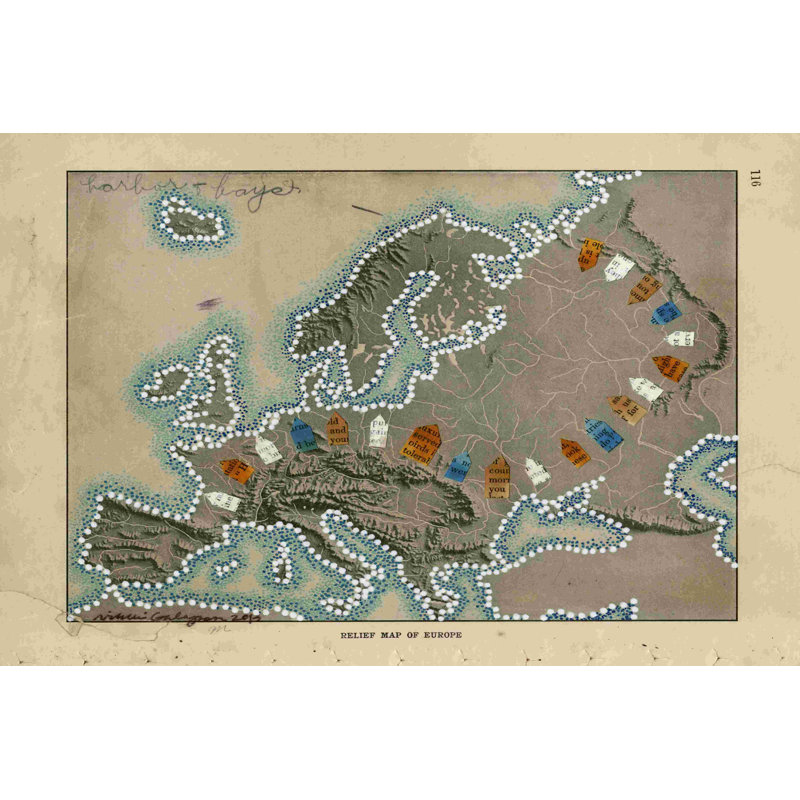 Carte du relief de l'Europe 2855029, H 8 po x l 12 po