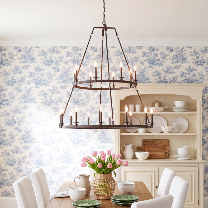 Aileen 20-Light Dimmable Wagon Wheel Chandelier