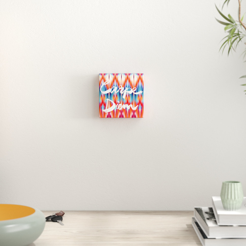 'Carpe Diem Ikat' Typography on Wrapped Canvas