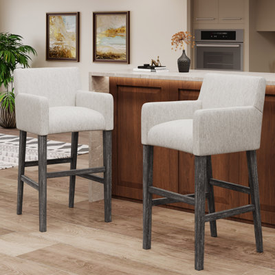 Amenata Fabric And Rubberwood 30.5 Inch Barstools (Set Of 2)