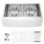 Évier de cuisine en acier inoxydable de calibre 16 avec grille inférieure encastrable à double cuve 50/50 L 33 po x l 21 po-125397396