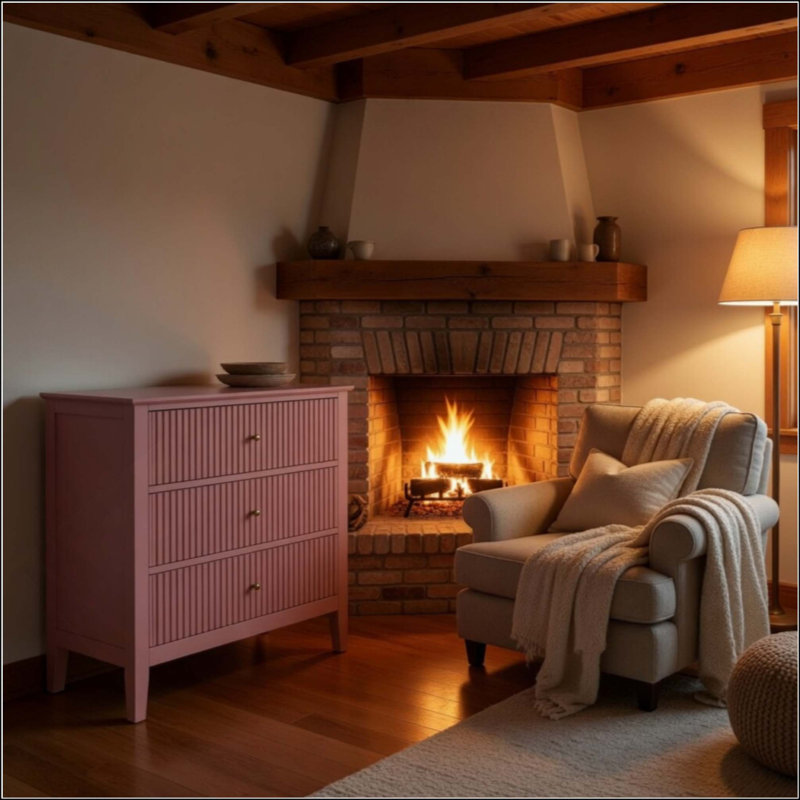 Table de chevet cannelée à 3 tiroirs, grande table de bout moderne pour chambre à coucher