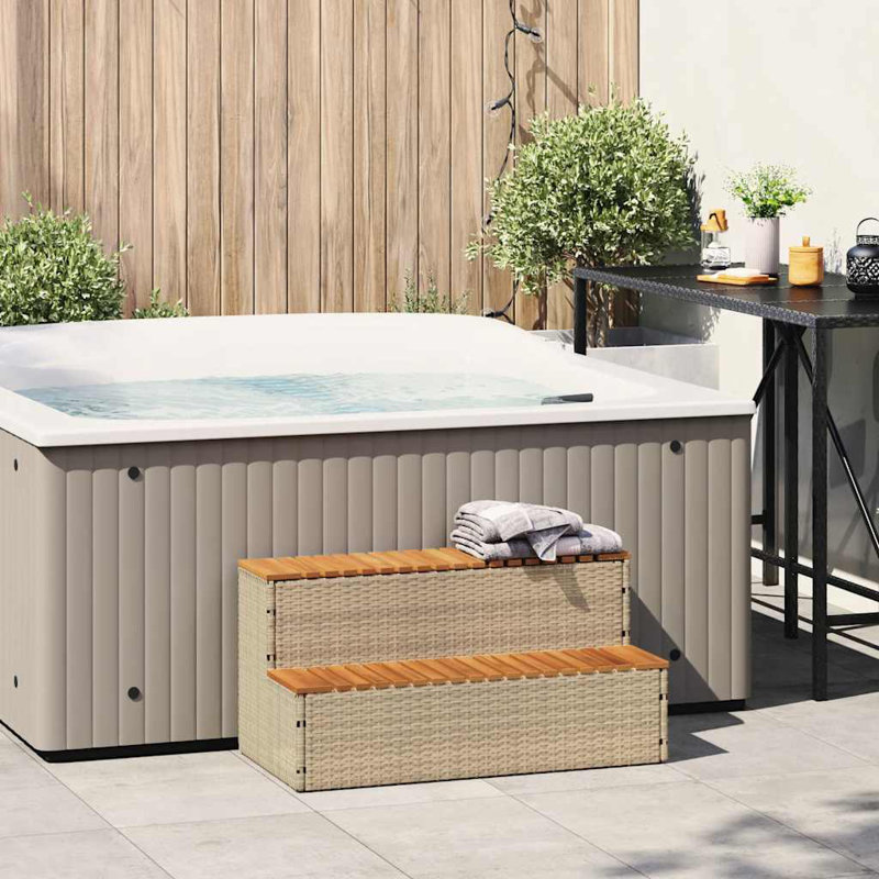 Pied de spa en rotin 39,4 "x 19,7" x 19,9 "Vidaxl et acacia massif, Beige