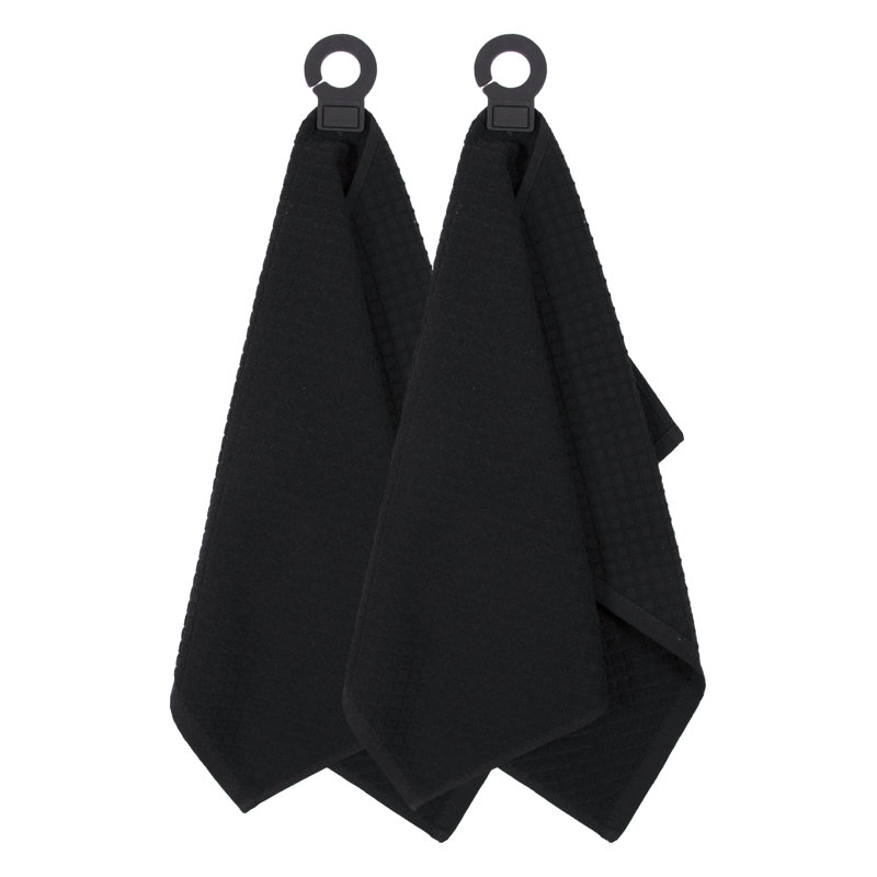 Ritz Cotton Waffle Tea Towel Kitchen Towel, Black