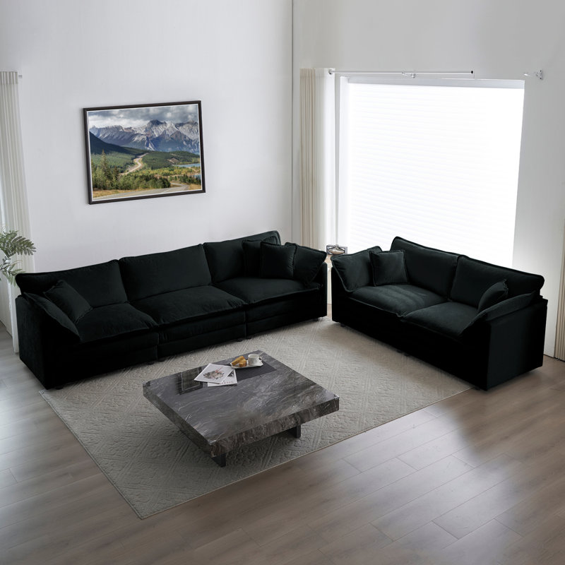 Living Room Sets, Chenille Couch, Sofa Set For Living Room, Black
