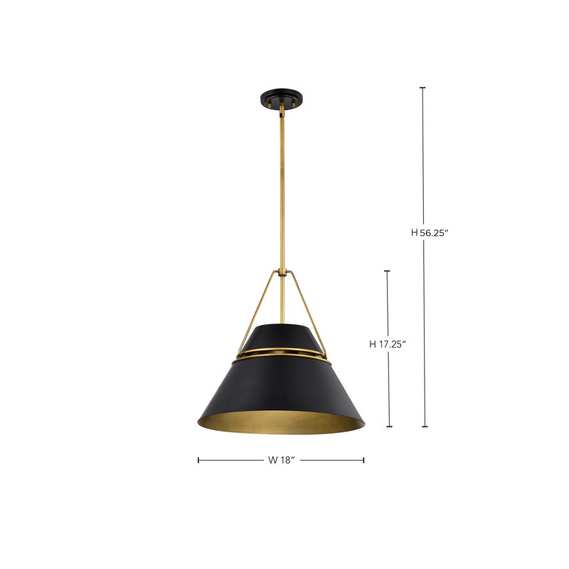 Marchie 3 - Light Cone Pendant, Matte Black/Gold