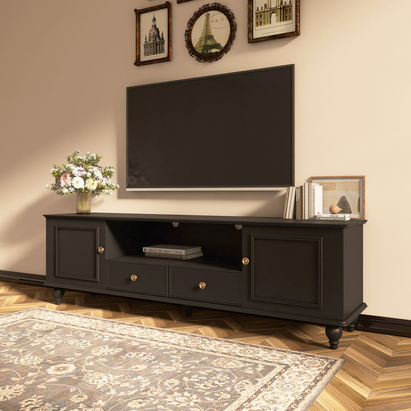 Meuble télé moderne pour téléviseur de 80 po ou moins, Noir