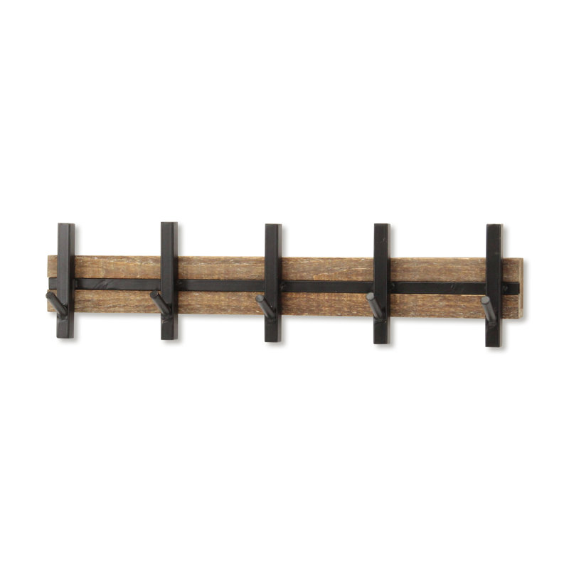 Orionis 5 Hook Modern Coat Rack, Black/Brown