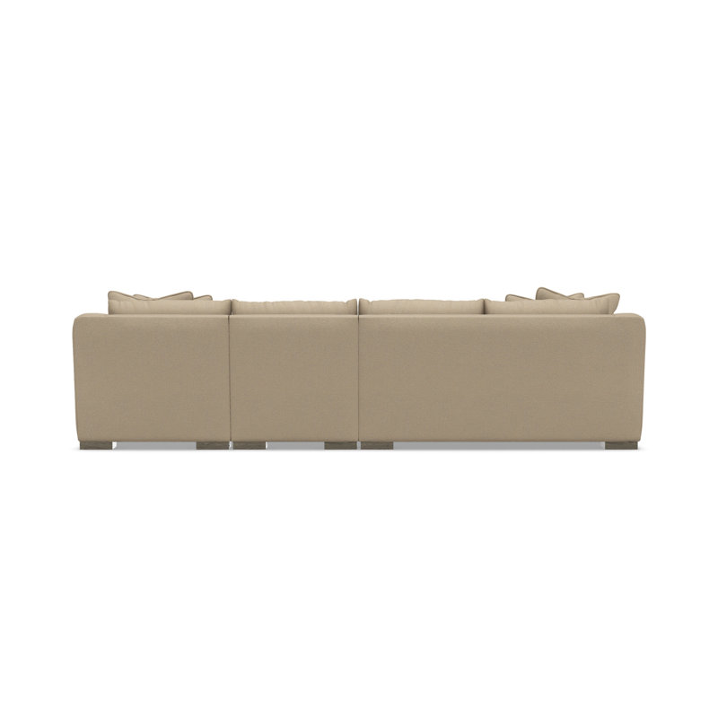 Gabi 3-Piece Fabric Sectional, Taupe Polyester, 35" H x  135" W x 63.5" D, Right Hand Facing