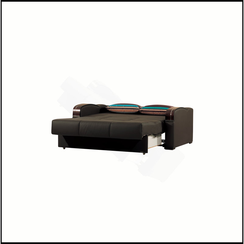 Causeuse convertible rembourrée avec rangement, polyuréthane brun, Brun