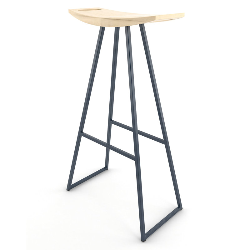 Robert Counter Stool with Metal Frame, Maple, Bar Stool (30" Seat Height), Navy