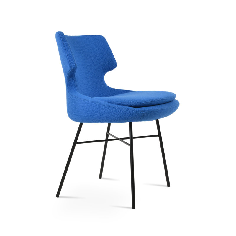 Patara Cross Side Chair, Boucle Blue