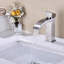 Robinet de salle de bain à cascade avec poignée simple et bonde escamotable pour éviers à débordement, finition rouille, ensemble d'installation simple, sortie d'évier fournie, ajustement, trop-plein, nickel brossé, effet doux-121617409