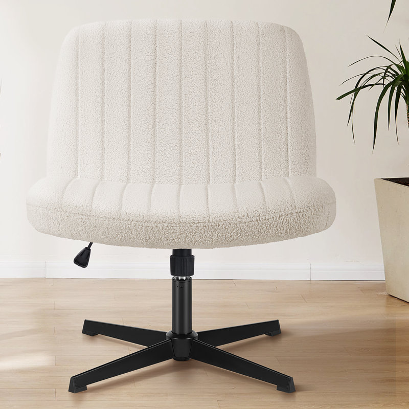 Brenae Upholstered Armless Swivel Task Chair, Fabric, PU Brown