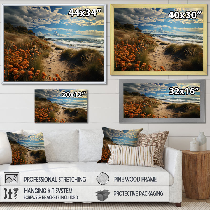 Superbe paysage côtier III sur toile, H 16 po x l 32 po x P 1 po, Cadre naturel flottant