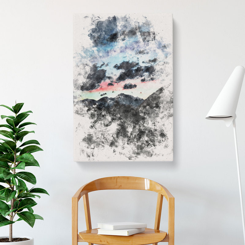Mountain Below The Clouds - Wrapped Canvas Painting, 91cm H x 60cm W x 3cm D