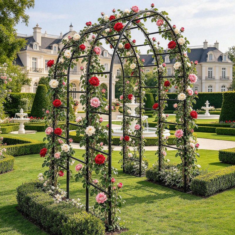 3-Layer Garden Arch Trellis Tunnel, 88 x 63 x 44.5 Inch Heavy Duty Metal Arbor for Climbing Plants, Outdoor Wedding Decoration, Garden Yard Patio Decor