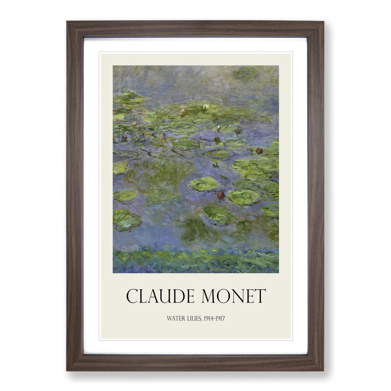 Water Lilies Lily Pond Vol.12 by Claude Monet - Picture Frame Art Prints, Walnut Framed, 65cm H x 48cm W x 2cm D