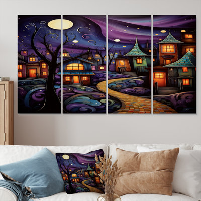 «Frye - City Buildings», art mural sur toile 4 pièces