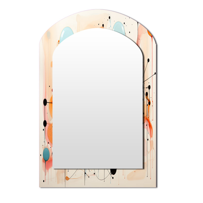 Colorful Mid Century Abstract Atomic I - Midcentury Modern Asymmetrical Mirror, Modern Arch Decorative Wall Mirror, Printed Metal Art