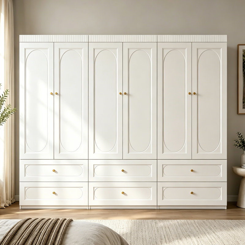 Armoire penderie 94,5 ", grande armoire autoportante avec 6 tiroirs