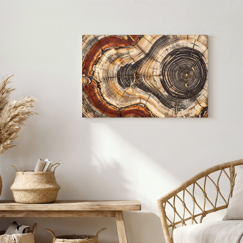 Art mural sur toile avec anneaux d'arbre, 20"H x 30"W
