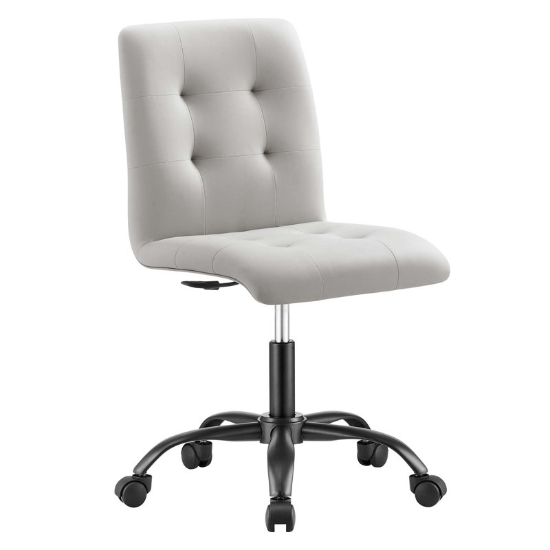 Modway Prim Armless Vegan Leather Office Chair, Light Gray