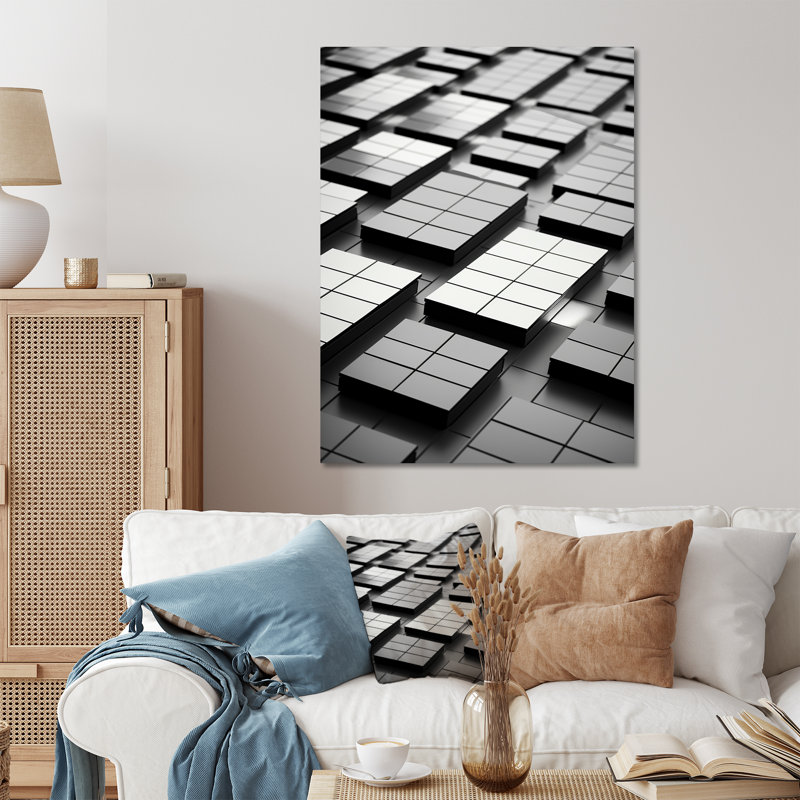 Panneaux de puissance abstraits noirs et blancs I - Art mural en ligne, H 20 po x l 12 po x P 1 po