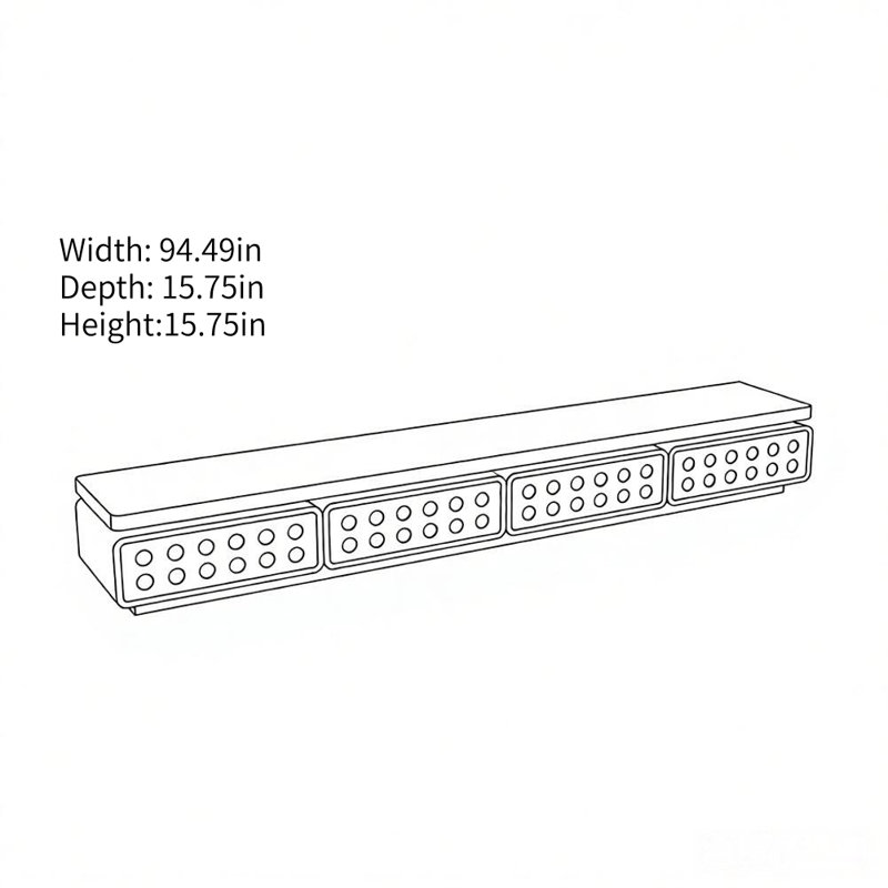 Meuble télé de luxe français, H 15,75 po x L 94,49 po x l 15,75 po, Brun noisette / blanc cassé