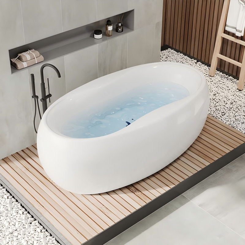 Baignoire autoportante une pièce en acrylique sans soudure 70,87 po x 38,19 po à usage domestique
