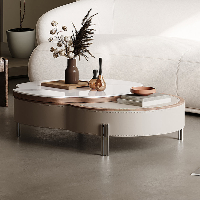 Table basse avec cuir de selle