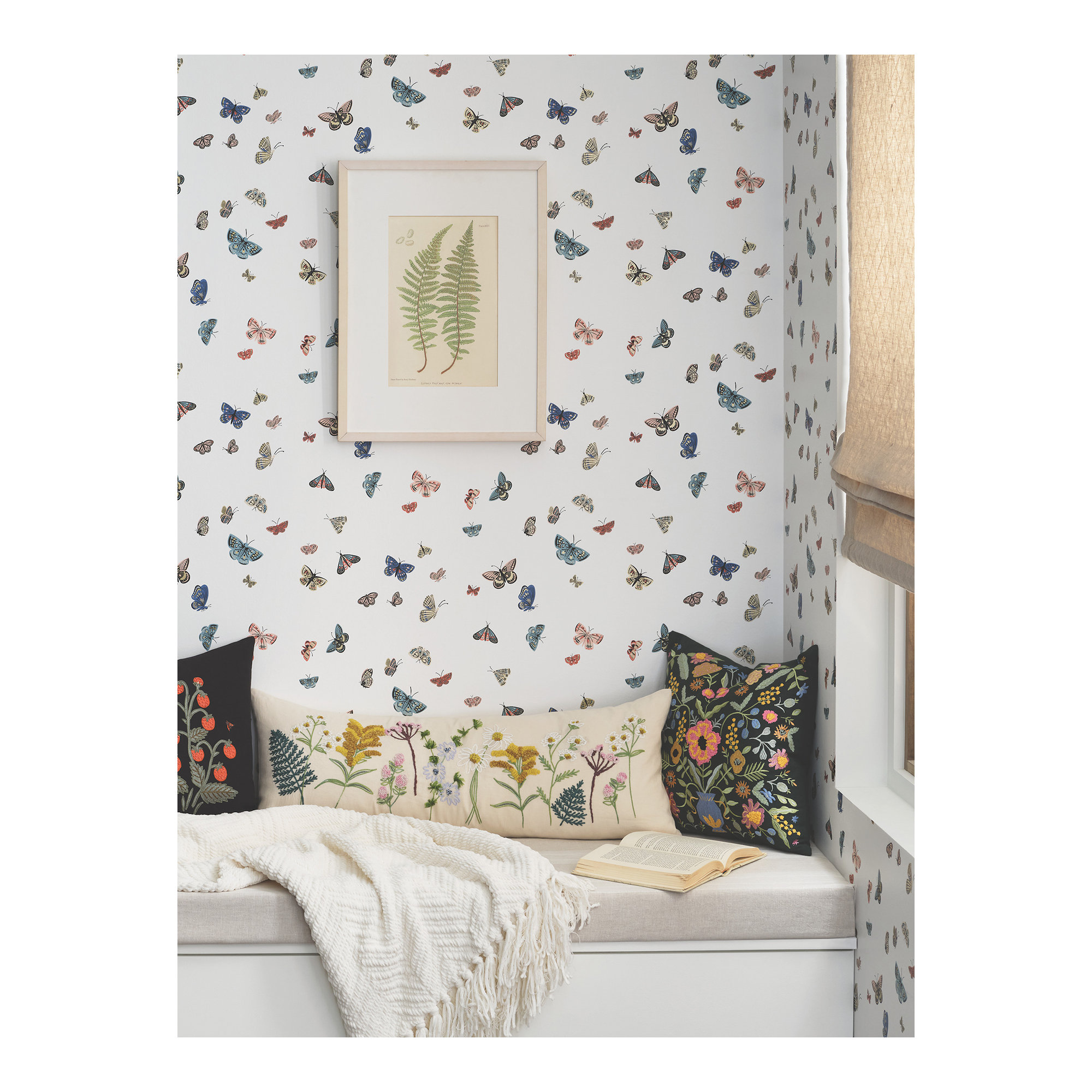 Butterfly House Peel and Stick Wallpaper, White
