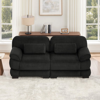 76.4" Modern Upholstered Sofa with Two Pillows Included