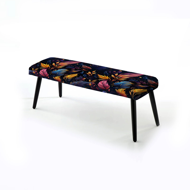 Mystical Boho Pattern - Boho Upholstered Black Bench