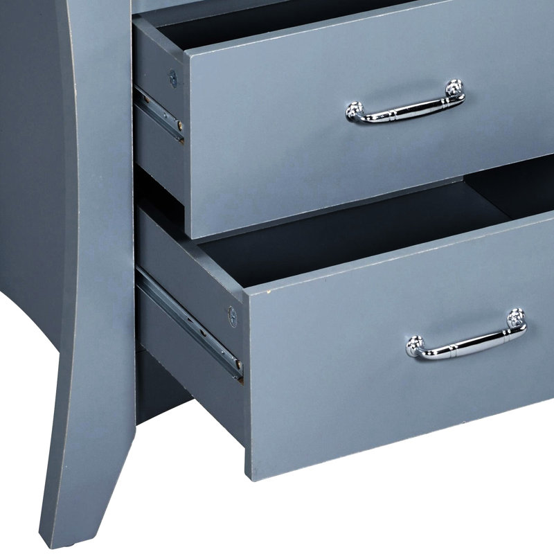 Table de chevet grise à 2 tiroirs et tablette ouverte - option de rangement pratique pour la chambre à coucher Solution haute et compacte