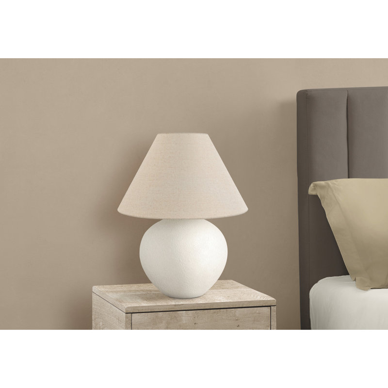 Lighting, 16 po, lampe de table, abat-jour crème, céramique crème, contemporain