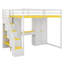 Lit mezzanine avec escalier de rangement, coiffeuse, armoire, armoires, ports de chargement USB-852683174