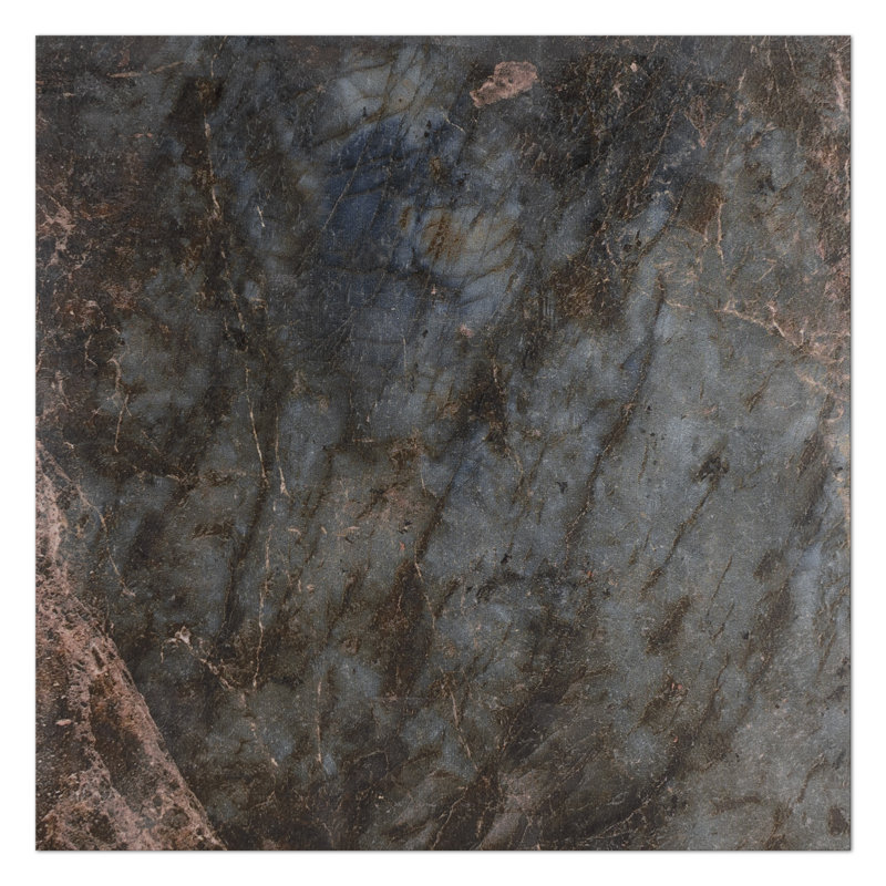 Senzia Square 7.87 in. x 7.87 in. Matte Porcelain Marble look Floor and Wall Tile, Black