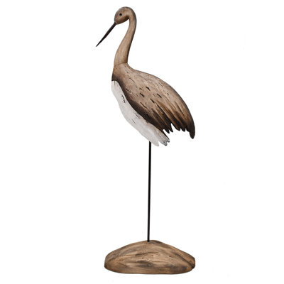 Rustique héron statue sculpture d'oiseau grue en bois Figurines Home Decor décoratif grue animal Statue Garden Decor