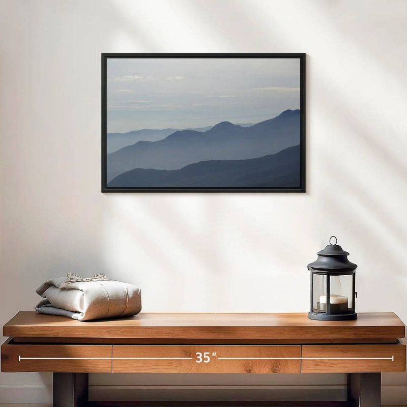 Foggy Mountain Range, 19" X 13", Floating Frame Black