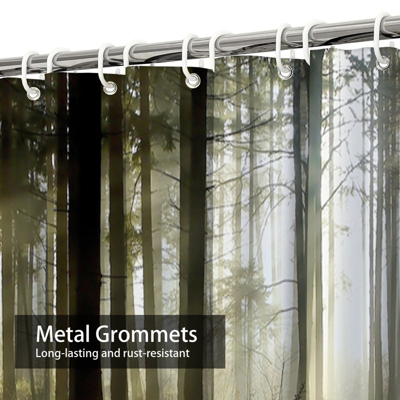 Forest Dusk Landscape Woods Road Sunset Shower Curtain with 12 Hooks, 72" L x 78" W