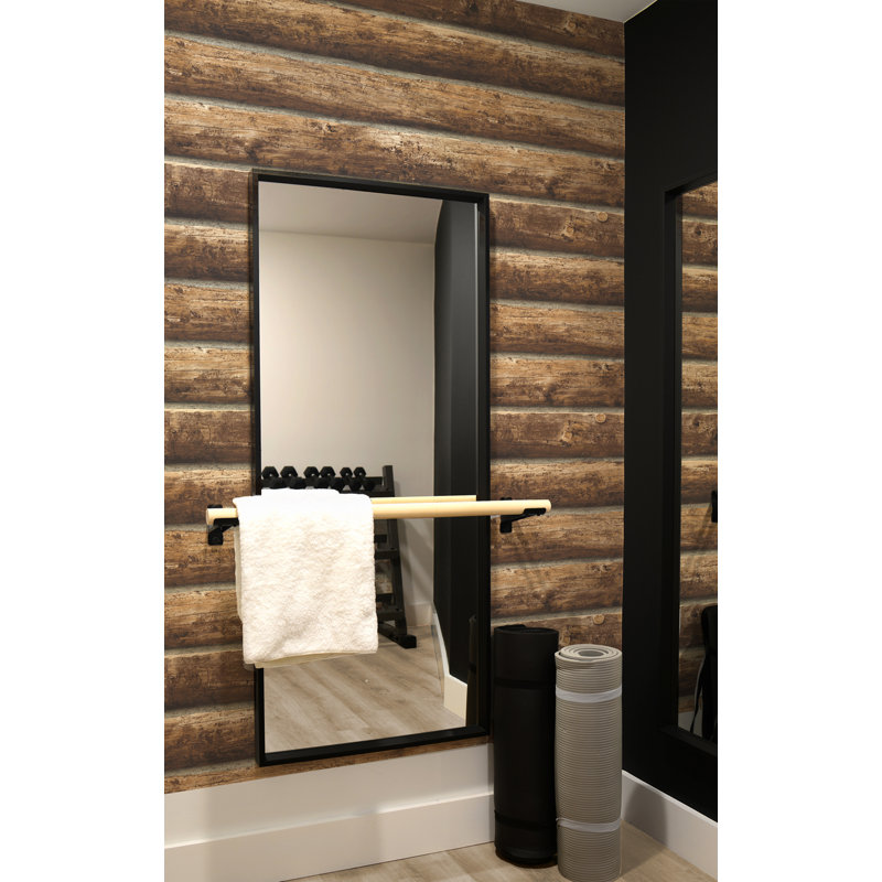 Rouleau de papier peint autocollant 9' x 20,5" log cabin Paz