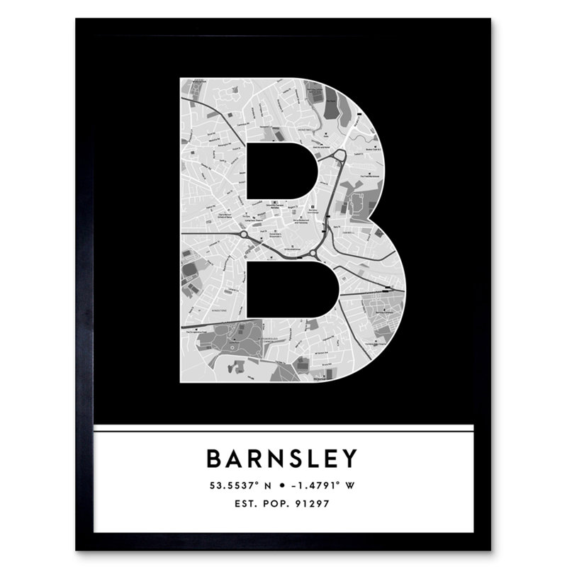Barnsley City Map Barnsley England United Kingdom City Map - Single Picture Frame Typography